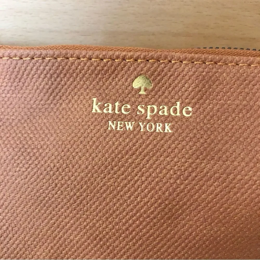 Kate Spade New York Pebbled Leather Crossbody Clutch Bag Warm Gingerbread